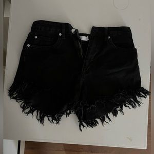 Black denim shorts